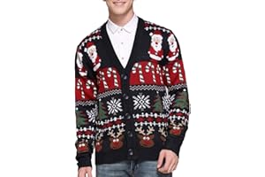 *DAISYSBOUTIQUE* Men's Christmas Rudolph Reindeer Holiday Festive Knitted Sweater Cardigan Cute Ugly Pullover Jumper