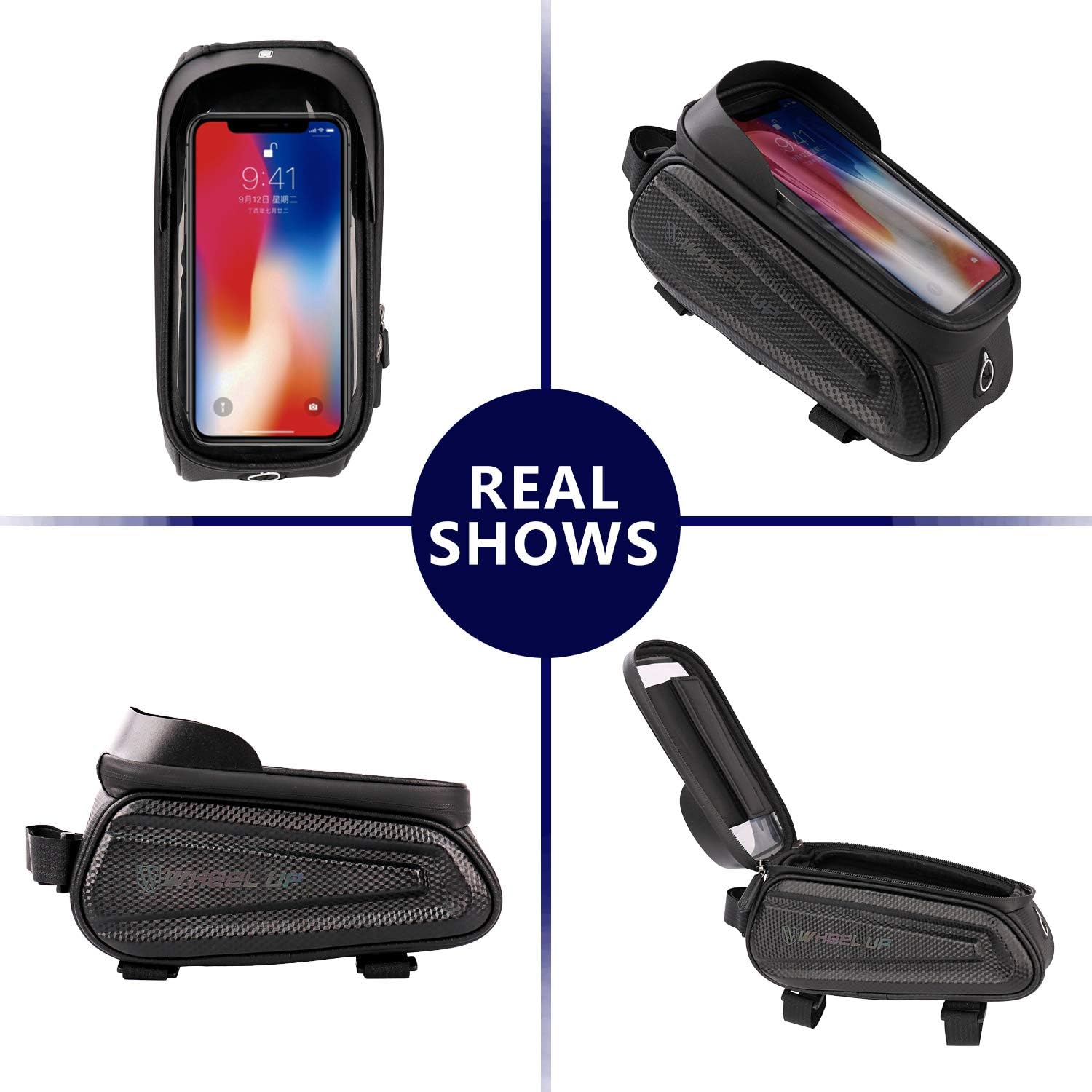 KMM - Bike Bicycle Phone Mount Bags, Waterproof Bike Front Tube Handlebar Storage Bag with Touch Screen Sun Visor Large Capacity Phone Holder Case, Cycling Top Tube Frame Bag for Phone Below 6.5 Inch : Sports & Outdoors