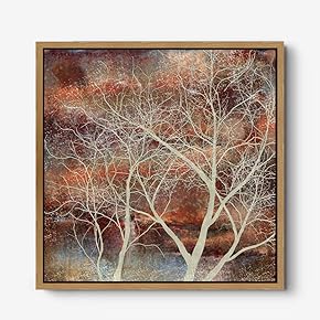 signwin Framed Canvas Wall Art Gold Trees and...