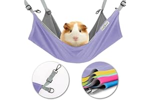 HOMEYA Small Animal Guinea-Pig Hanging Hammocks Bed Pet Cage Hammock for Ferret Cat Rat Chinchilla Hamster Cavy Degu Gerbil Rabbit Playing Cozy Activity Fun Toy (Guinea-Pig Size Purple)