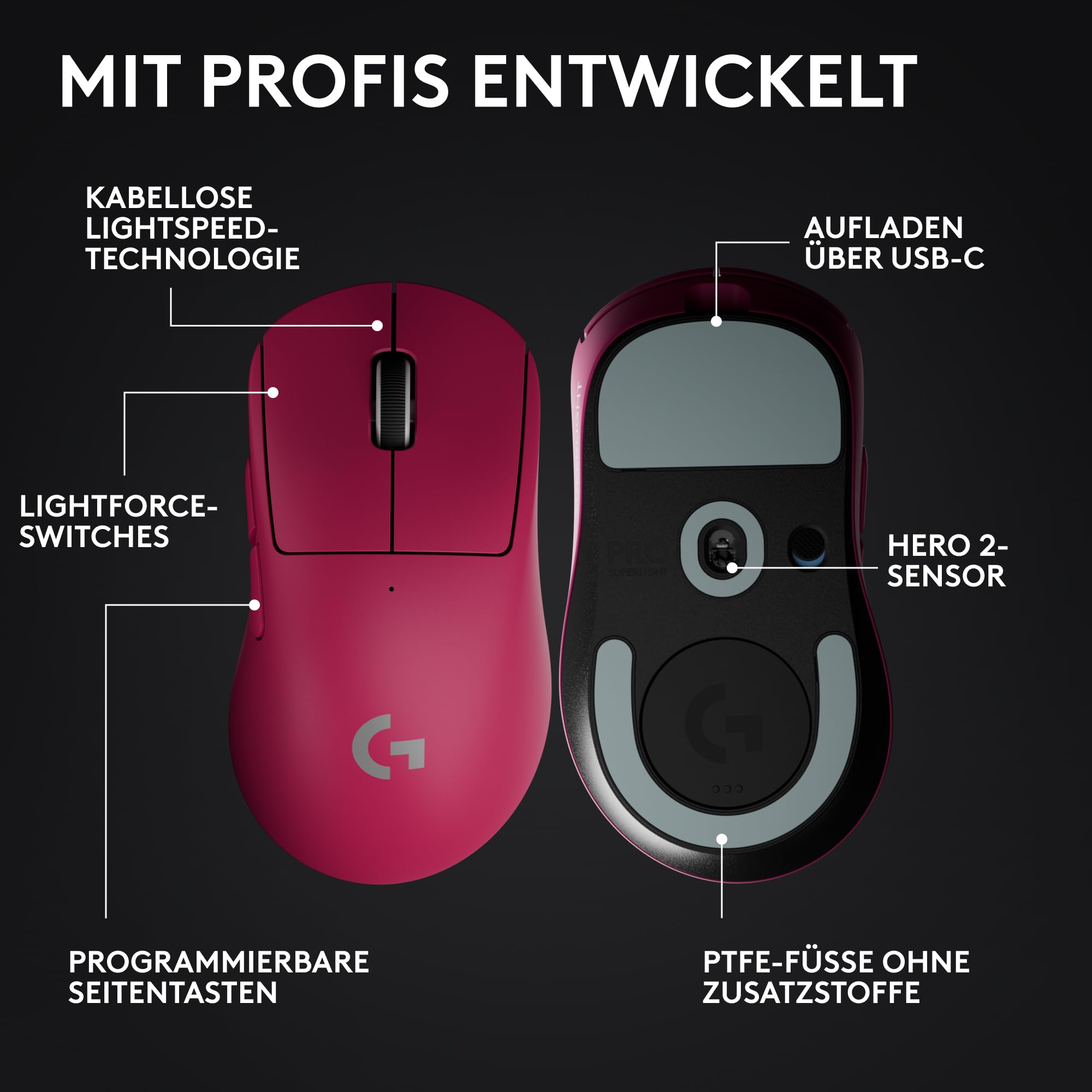 Logitech G PRO X SUPERLIGHT 2 DEX kabellose Gaming-Maus 6