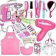 Gifts2U Hair Salon Toys for Girls, Girl Beauty Salon Playset Pretend Hair Styling Set with Blow Dryer, Barber Costume Apron, 