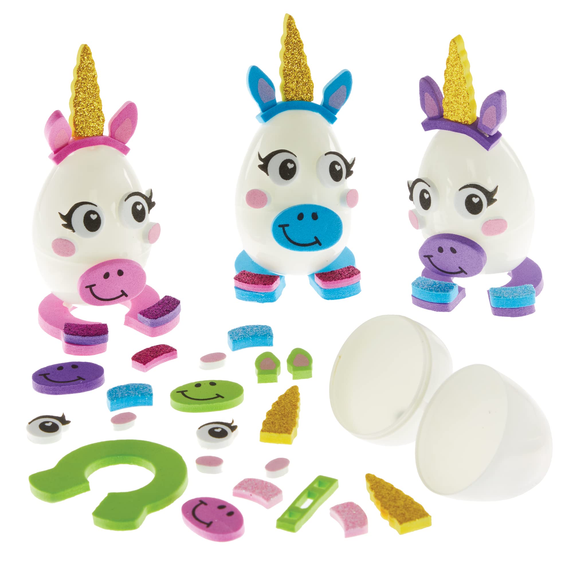 Baker Ross FX525 Unicorn Egg Kit - Pack of 8, Egg Arts and Craft Kits for Kids