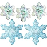 5 Pcs Snowflake Balloon Blue Iridescent Foil Balloons for Winter Christmas New Year Holiday Ice Snow Wonderland Themed Birthday Party Decorations