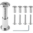 Jersvimc 10 Pair(20 Piece) M6x30mm Hex Drive Socket Cap Bolt with Allen Wrench, Silver Furniture Connector Bolts M6 Countersunk Screw Barrel Nuts Binding Screws for Crib Replacement Belt Cabinet