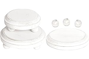 Round Wooden Risers with Removable Feet (Set of 3) by Felt Creative Home Goods | Farmhouse Rustic Decor Pedestal Stands for T