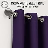 Rayyan Linen Aubergine Purple Blackout Eyelet Curtains 66x54 Pair view 4