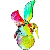 YWHL Colorful Crystal Hummingbird Figurine, Glass Hummingbird Gifts for Women Men on Birthday Christmas, Tiny Bird Statue Animal Sculpture Collectible Paperweight for Home Decor