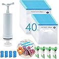 MOMODA Sous Vide Cooking Bags - Set of 40 | BPA-Free Reusable Vacuum Seal Bags with Air Valve for Joule and Anova Cookers | Freezer Safe Vacuum Food Storage Bags with Upgraded Hand Pump Included