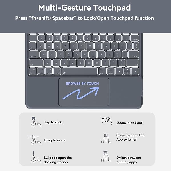 MAGITYPE CASE WITH KEYBOARD FOR IPAD PRO13 M4/ M5: BLUETOOTH WIRELESS DETACHABLE MAGNETIC STAND RECHARGEABLE KEYBOARD WITH FOLIO SLIM COMPACT REMOVABLE COVER WITH TRACKPAD, WHITE BACKLIT