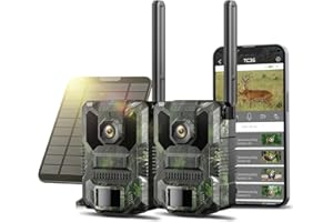 VOOPEAK Trail Camera 2 Pack, 4G LTE Cellular Trail Camera with Built-in SIM Card 2.5K HD Live Streaming Solar Panel 4 Area in 1 Screen Night Vision Motion Activated Game Camera for Hunting & Outdoor