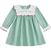 Mardi Gras Toddler Baby Girl Outfit Plaid Smocked Dress Long Sleeve Collar Dress Spring Carnival Dresses for Girls