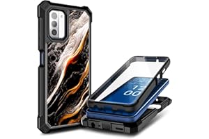 NZND Compatible with Nokia G310 5G Case with [Built-in Screen Protector], Full-Body Protective Shockproof Rugged Bumper Cover, Impact Resist Durable Phone Case (Black Marble)
