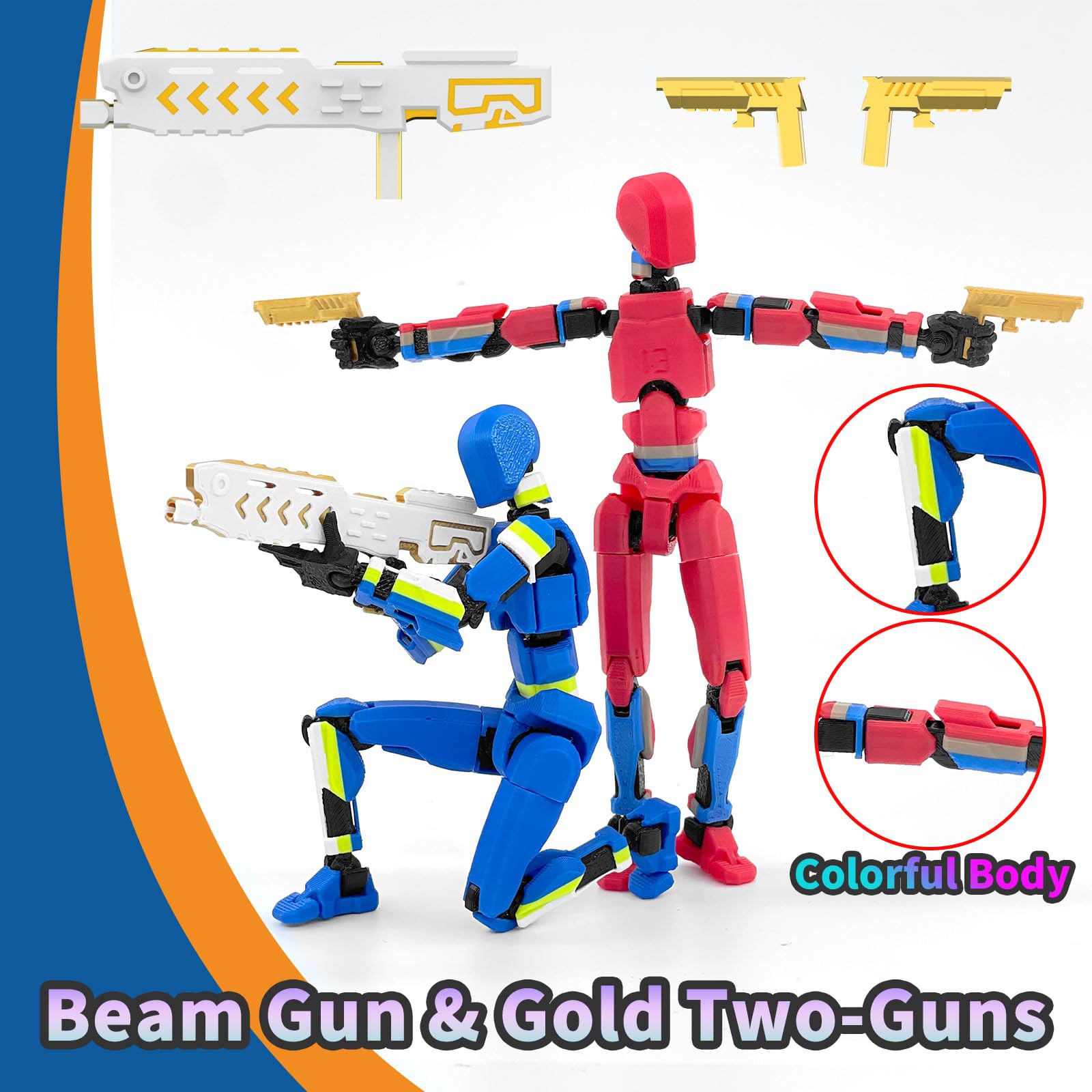 Falandi 5-Pack T13 Action Figure Already Assembled, Multi-Colored Titan 13 Action Figure Set with Laser Saber 3D Printed T 13 Lucky Robo Dummy Nova 13 Action Figures, Figura de acción t13