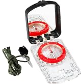 HKDiRedy Kids Compass for Hiking &amp; Map Reading, Orienteering Compass | Acrylic Lens with Non-Magnetic Base Plate, Rotatable Bezel, Lanyard Included, for Scouts &amp; Homeschool