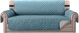 BellaHills Reversible Water Resistant 3 Seater Sofa Cover Smoke Blue Beige