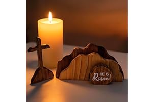 Lukinuo Empty Tomb Easter Scene and Christian Cross Decoration Wooden Easter Resurrection Scene Jesus Resurrection Scenes for