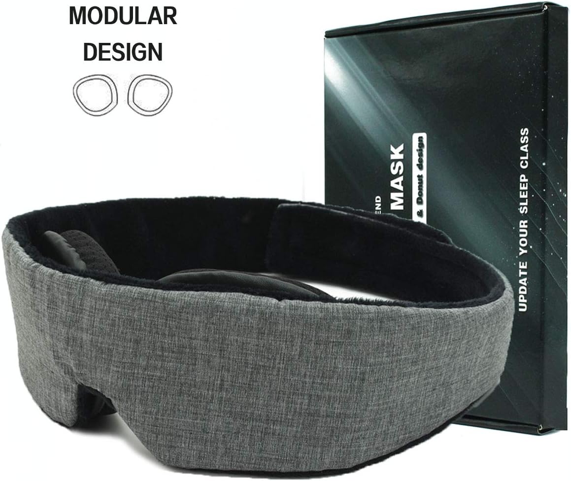 LEEKEN 3D Modular Men Eye mask for Sleeping, Breathable Memory Foam Contoured Sleeping mask,Best Travel Sleep mask for Men (gray1)