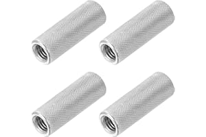 PATIKIL M8 Round Connector Nuts, 4 Pcs 0.47" OD x 1.38" H 304 Stainless Steel Round Knurled Thumb Coupling Nut Sleeve Threade