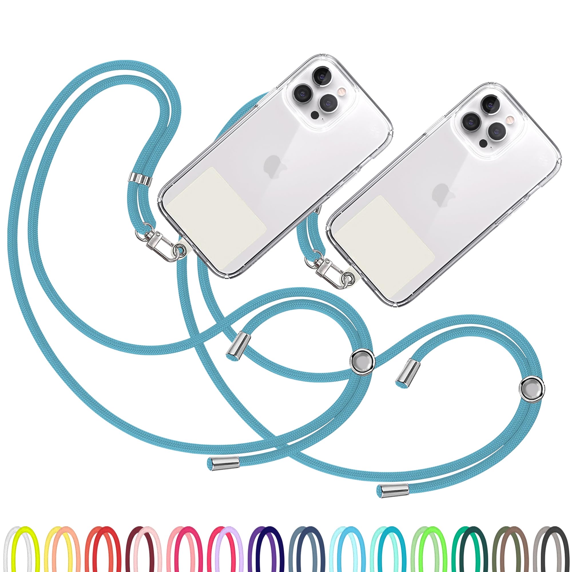 TBOC 2X Cell Phone Lanyard [Turquoise] - Comfortable Universal Smartphone Lanyard - Easy to Use Neck Phone Holder [White Ice Patch] - Adjustable Length Phone Strap Crossbody - Fits All Mobile Phones