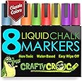 Liquid Chalk Markers for Blackboards - Use as Glass Window Markers, Mirror Pens, Blackboard or Chalkboard Markers - 8 Bold Neon Colors - Wet or Dry Erase Chalk Pens for Easy Clean Up