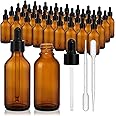 KEYWING 36Pack 2oz Dark Amber Dropper Bottles - 60ml Tincture Bottles with Eye Dropper for Essential Oils, Perfume, Hair Oil,