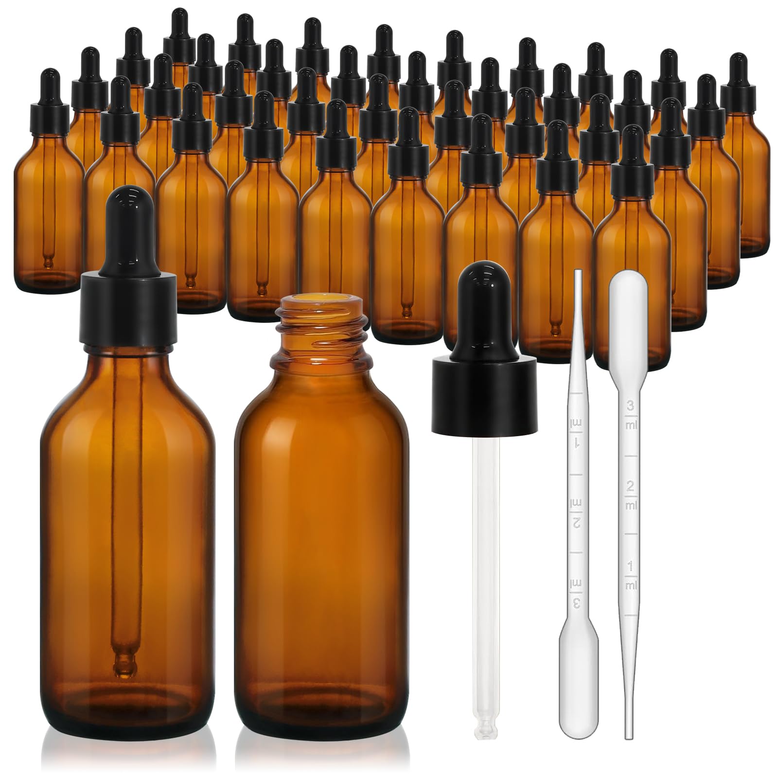 KEYWING 36Pack 2oz Dark Amber Dropper Bottles