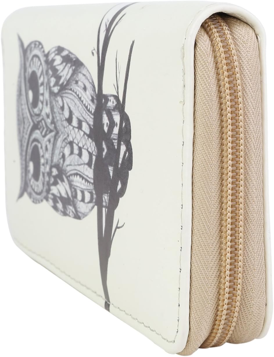 DonDon Women’s Purse Owl Drawing Beige Black, Owl 11 - Image 4