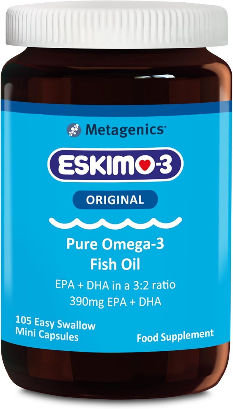 Metagenics Eskimo-3 Fish Oil 105 Mini Capsules EPA DHA Brain Vision Heart