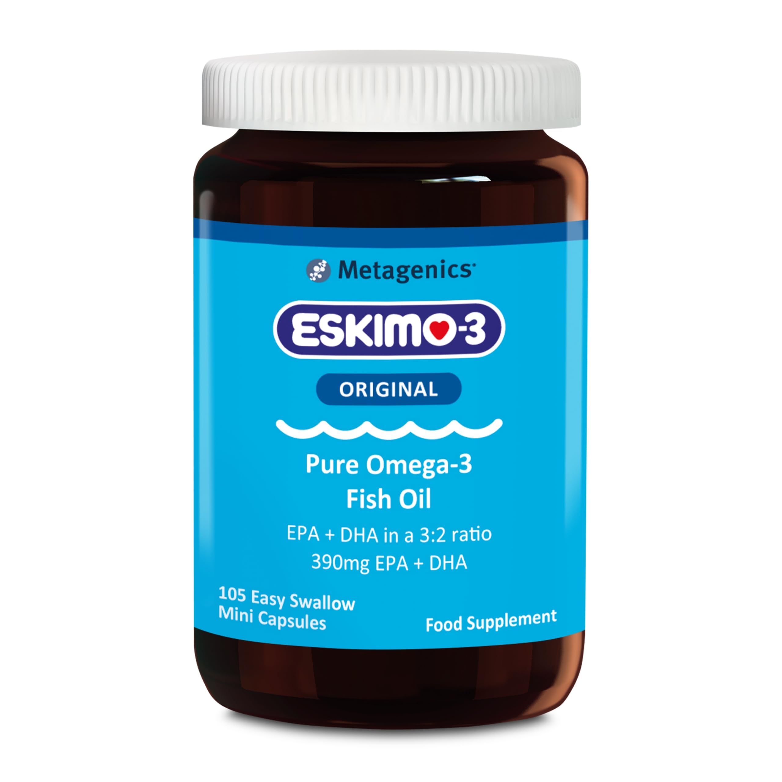 Eskimo-3 Fish Oil by Metagenics - Source of Omega-3 and Essential Fatty Acids EPA & DHA - Brain, Vision & Heart - 105 Mini Capsules