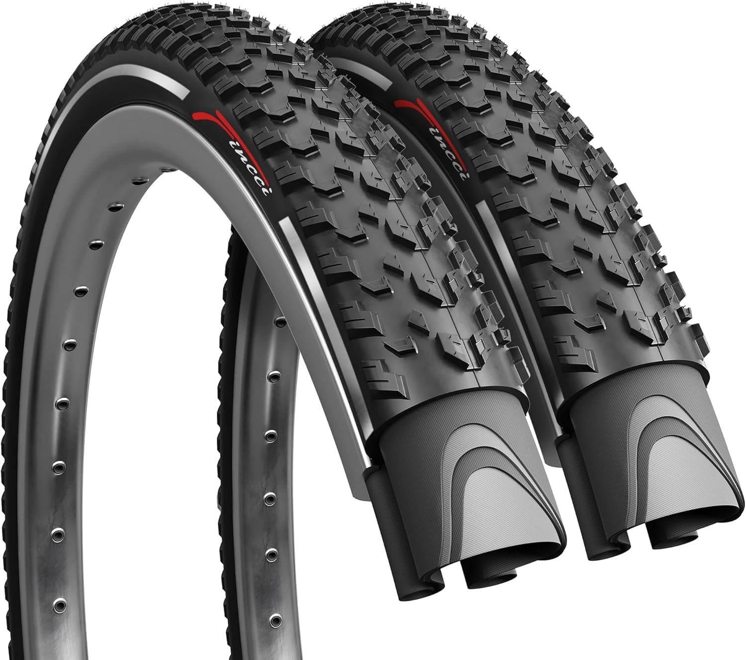 Fincci Pair Reflective Tyres 27.5 x 2.10 Inch 54-584 Foldable Cycle Tyre for Road Mountain MTB Mud Dirt Offroad Bike Bicycle Tyre 27.5x2.1 (Pack of 2)