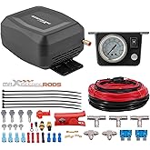 maXpeedingrods On Board Air Compressor System Universal Air Spring Compressor Kit with Gauge Air Line T Fittings for Trucks Vans