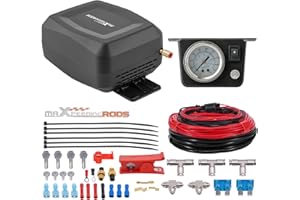 maXpeedingrods On Board Air Compressor System Universal Air Spring Compressor Kit with Gauge Air Line T Fittings for Trucks Vans