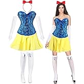 Funnysoft 5 Pcs Halloween Princess Costumes for Women Adult Princess Costumes with Headband for Cosplay Party Outfit