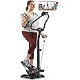 Sunny Health & Fitness 2-in-1 Premium Power Stepper with Resistance Bands, Low-Impact Cardio, Space-Saving, Height-Adjustable, with Enhanced Bluetooth Connectivity with Free SunnyFit App