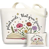 DHQH Teacher Appreciation Gifts for Women, End of Years Christmas Birthday Gifts with Teacher Canvas Tote Bag, Reusable Grocery Bag for Teachers