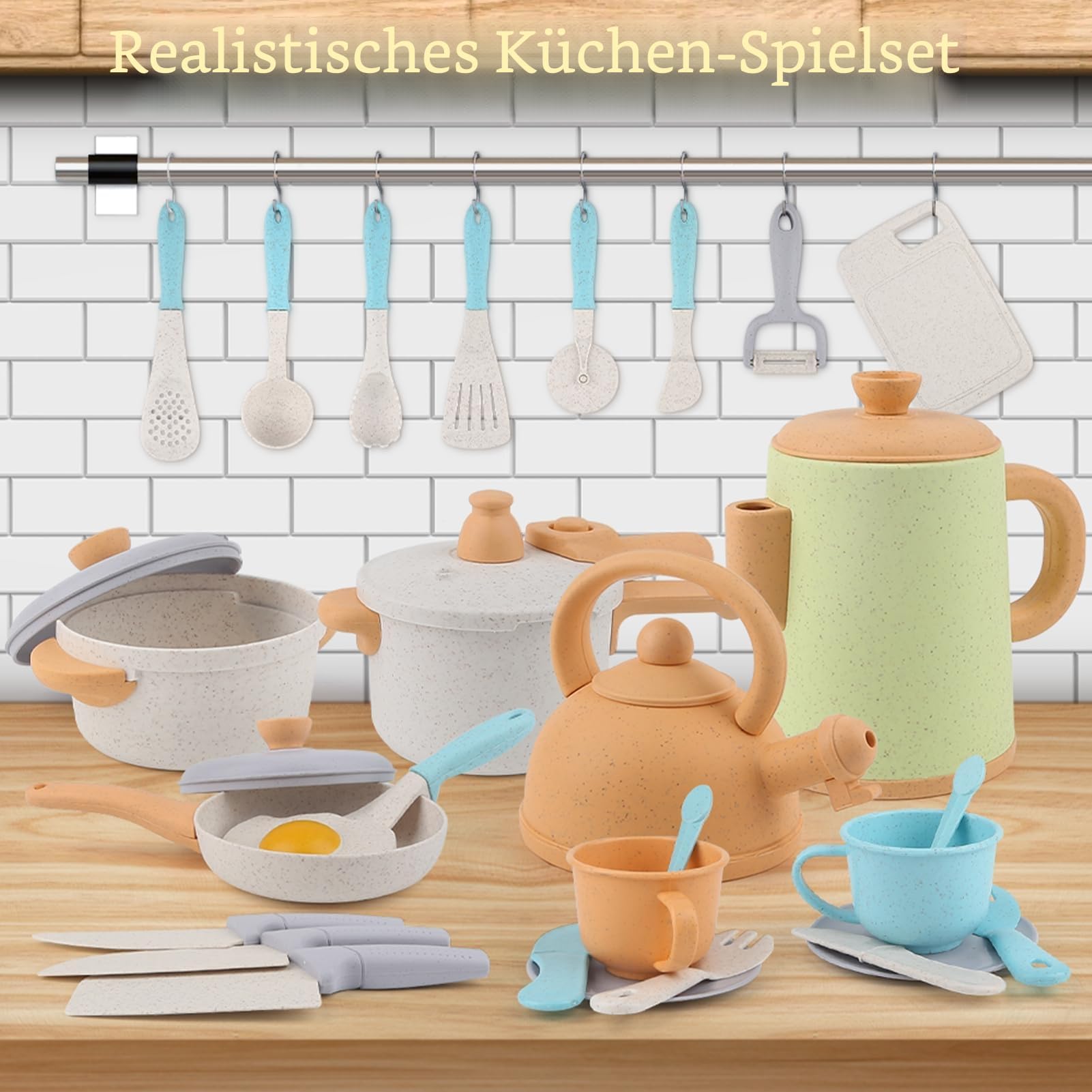 Dreamon Matschküche Zubehör Outdoor Kinderküche Spielküche Zubehör Kinder Töpfe Und Pan Set 31PCS Küchen Rollenspiele Weihnachten Geschenk für ab 3 4 5 6 Jahren 8