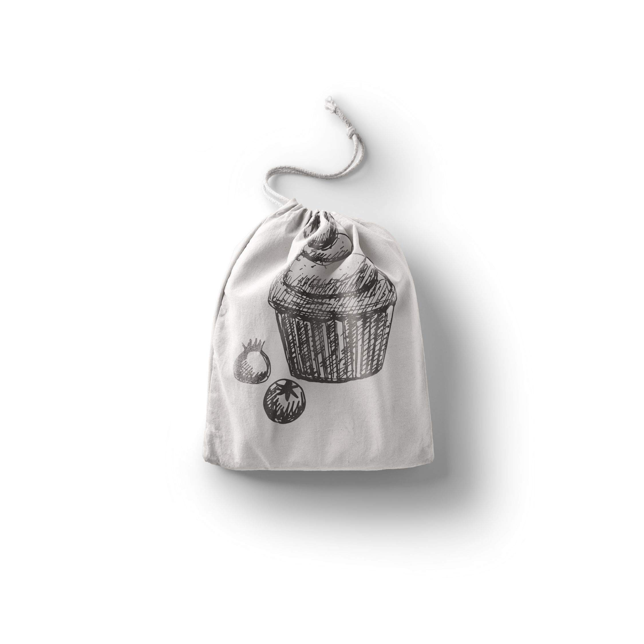 Bonamaison Printed Cotton Produce Bag with Drawstring, Reusable Grocery Bag, Biodegradable Eco-Friendly Bags, Travel Pouch, Sachet Bags, Shopping Bag, Eco Friendly, Foldable, Size: 30x40 Cm