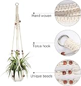 Augshy Macrame Plant Hanger 2 Pack 35" White Indoor Decorative Holder view 3