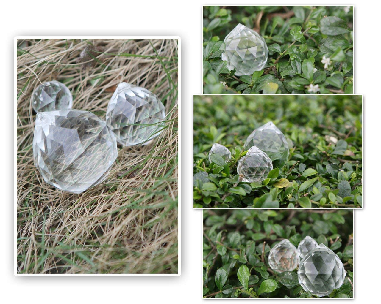 Boerni 3 Pcs Crystal Ball Set Includes 20/30/40mm Clear Faceted Prism Balls Sphere Suncatcher for Ceiling Pendants Lighting Chandelier Window Hanging Decorating