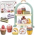 Airlab Wooden Cake Toys Tea Party Set for Little Girls Boys Pretend Play Kids Kitchen Accessories Desserts Food Toy with Cupc