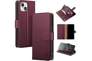 Shieldtop Compatible with iPhone 13 Wallet Case with Card Holder,Women Men RFID Blocking PU Leather Folio Flip TPU Protective Cover Credit Card Slots,Phone Case for iPhone 13 6.1",Wine Red