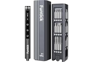 FUNTICK Mini Electric Screwdriver Set,Cordless screwdriver rechargeable,power screwdriver,destornillador eléctrico,Magnetic Bits,5 Torque,LED Display, Electric Screwdriver for Phone PS5 Laptop Watch