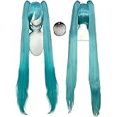 CICIBOLAYEZ 47inches/120cm Long Straight Blue Wigs with 2 Ponytails Blue Pigtails Wigs with Bangs for Women Synthetic Hair for Halloween Costume Party Cosplay Wig with Wig Cap