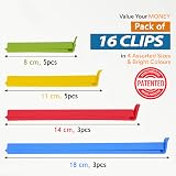 HASSULE 16 Pcs Food Bag Clips 4 Sizes & Colors - Keep Food Fresh view 2