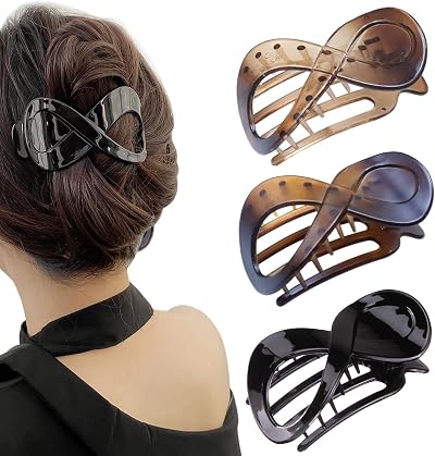 Kavya 3 Pcs Hair Claw Clips for Thick Hair Non-Slip Black Large Clip