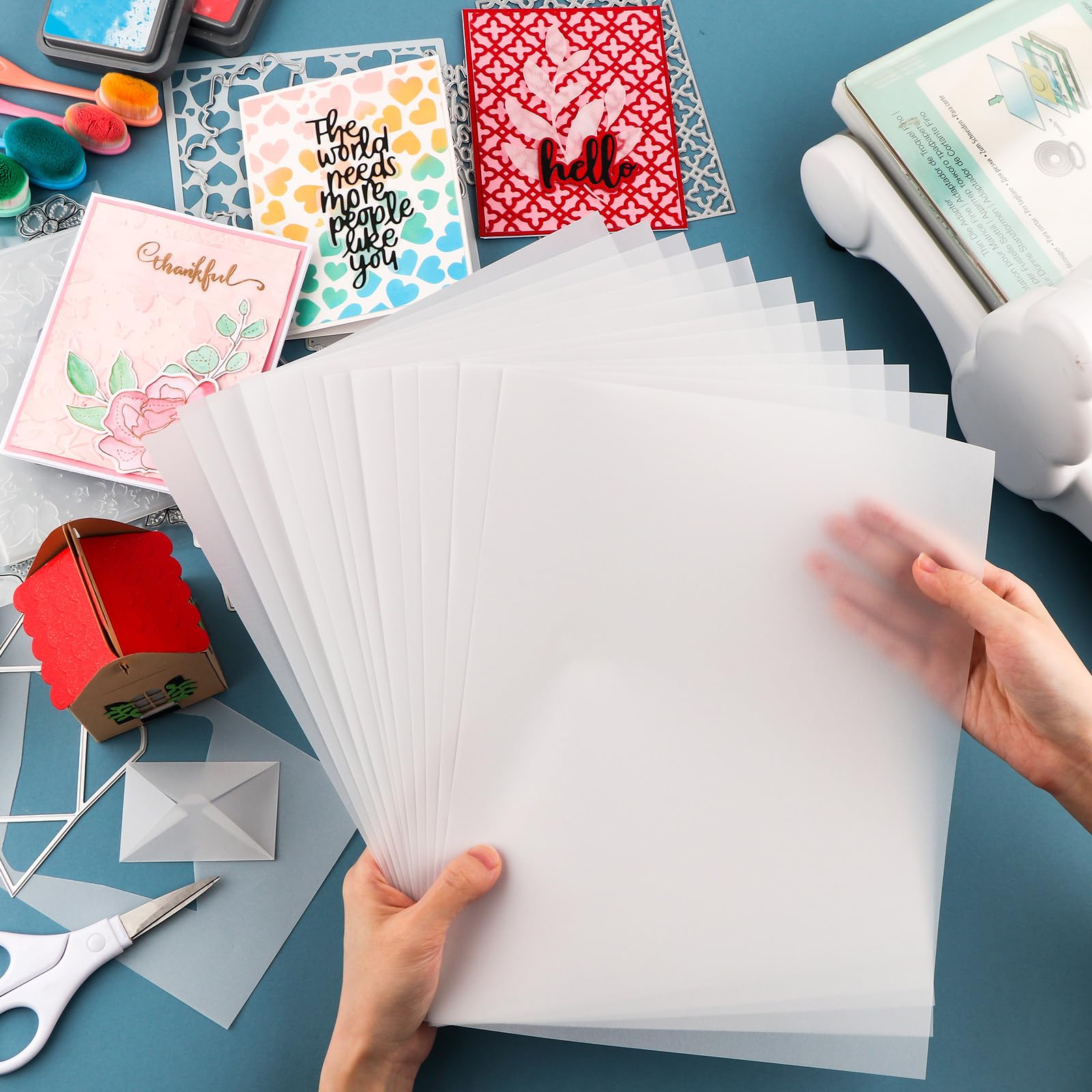 Briartw 90 Sheets Translucent Vellum Paper,135gsm 8.5 x 11 inches Printable Vellums,Heat Resistant Frosted Smooth Vellum Paper Sheets,for Card Overlays, Invitations Belly Bands, Envelope, Lantern