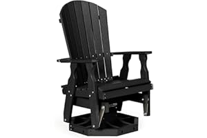DutchCrafters Poly Fanback Adirondack Swivel Glider, Outdoor Patio Gliding Chair for Outside (Black)