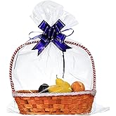 50 Packs Large Cellophane Bags 24" x 30" Clear Cellophane Gift Basket Wraps Extra-large 2.3 Mil Thick Transparent Cello Bags for Fruit Basket, Gift Wrap, Treats, Arts and Crafts, 50ct Ribbon Bows Yellow