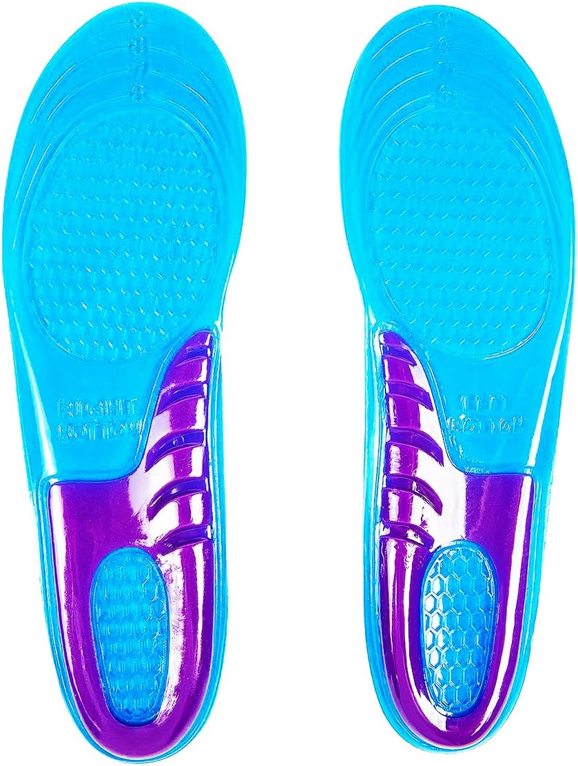Ortho Foot Massaging Therapeutic Gel Insoles with Heel Shock Absorbtion Cup - Everyday Support & Comfort - Help Prevent Lower Body Fatigue while Massaging Feet with Cool Gel- Trim to Fit - Men 8-13
